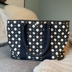 J. Crew Navy and White Canvas Tote Bag
